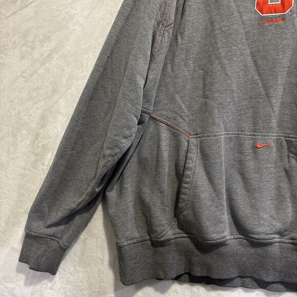 Nike Team Syracuse Lacrosse Hoodie Sweatshirt Men's Size XXL Grey Orange - Picture 3 of 16